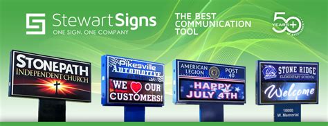 Stewart signs - Stewart Signs has been committed to your success since 1968 and has created over 60,000 signs nationwide. We are here to help! At Stewart Signs, we are the authority on institutional signs and have been for over 55 years. 